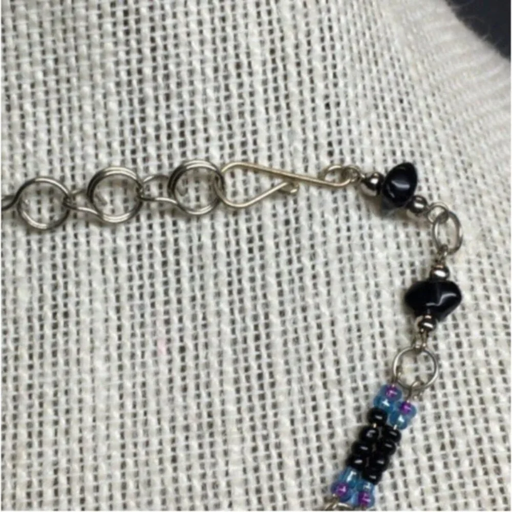 Turtle Anklet Ankle Bracelet 10 In Silver Charm Blue Purple Black Retro Vintage - Picture 3 of 5